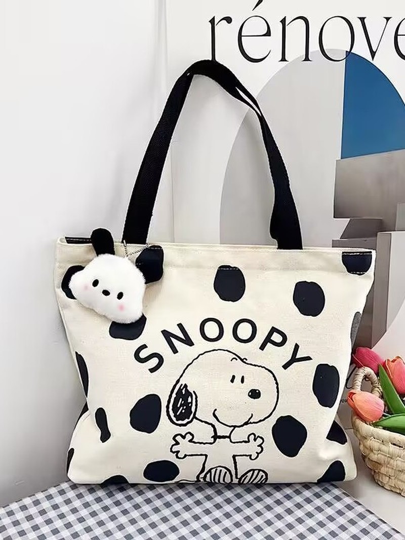Women Bags Medium Size - Cartoon Snoopy Canvas Shoulder Bag for