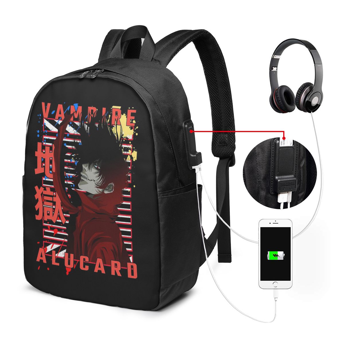 Women Bags College - Alucard Hellsing Manga Backpack Travel Notebook