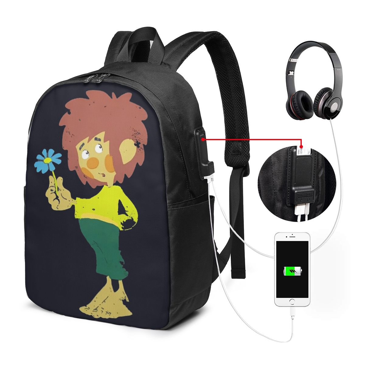 Women Bags College - Pumuckl Blume - Figur Backpack Travel