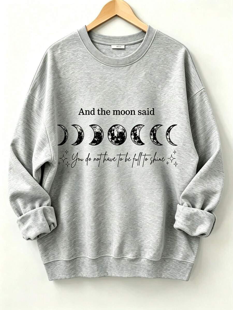 Half Moon Crescent - Women Aesthetic Crewneck Sweatshirt Celestial Crescent