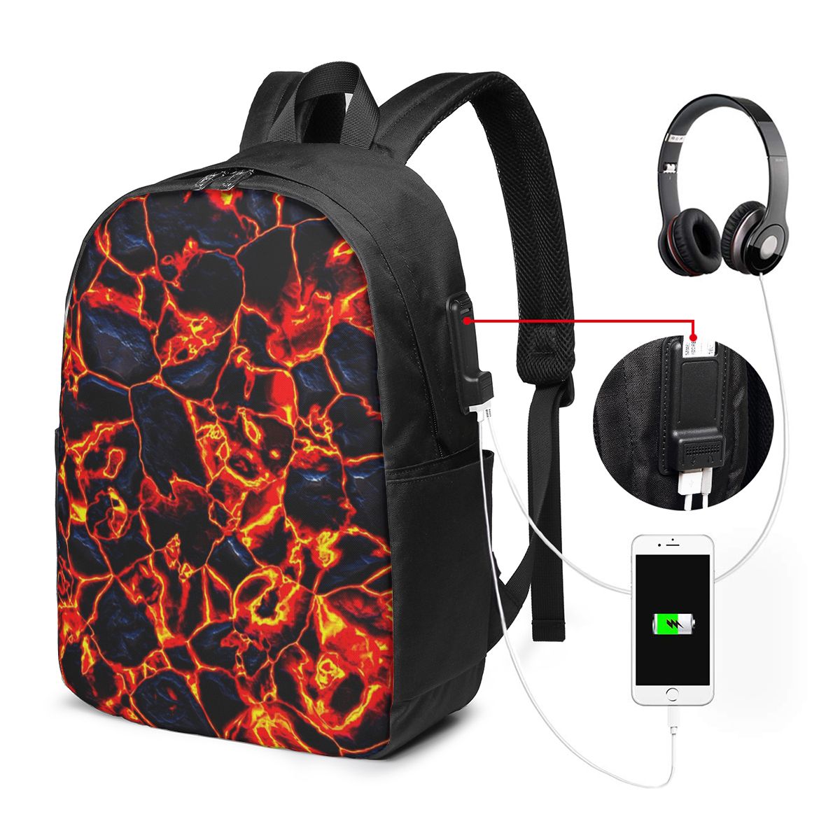 Magma Volcano Lava Fire Backpa - огляд і ціна Women Bags College