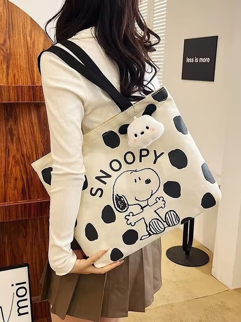Cartoon Snoopy Canvas Shoulder - огляд і ціна Women Bags Medium Size