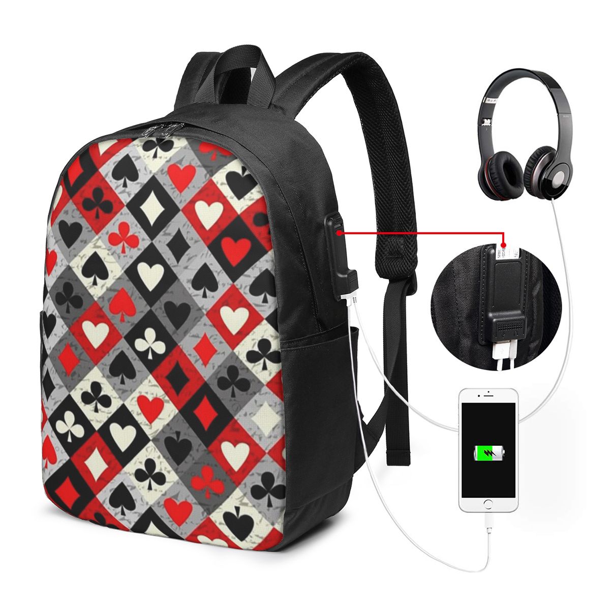 Playing Cards Poker Print Back - огляд і ціна Women Bags College