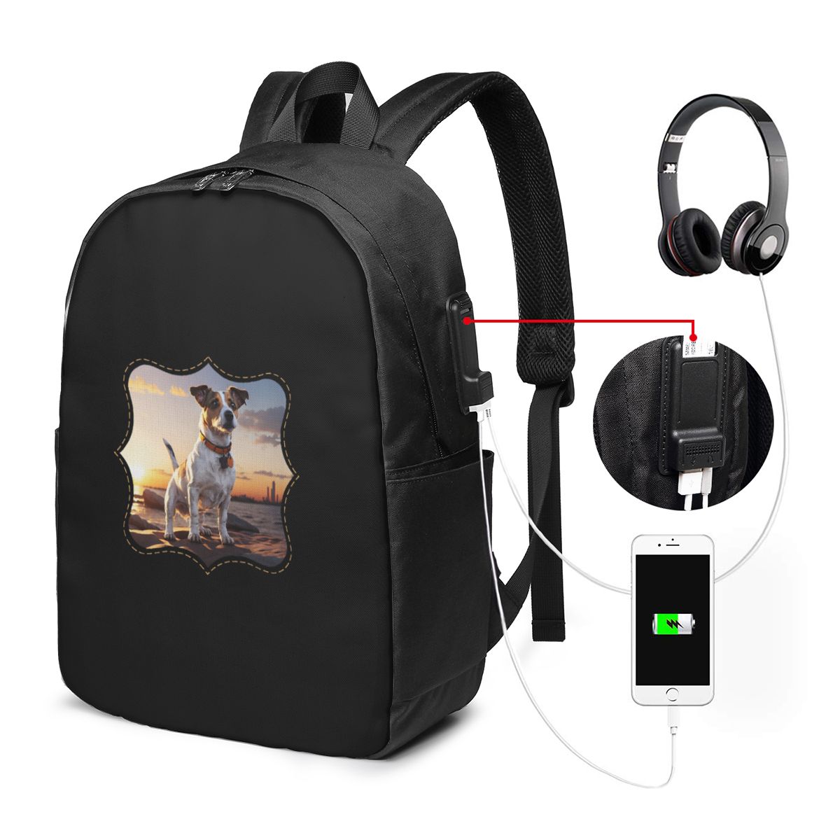 Jack Russell Dog At Sunset Bac - огляд і ціна Women Bags College