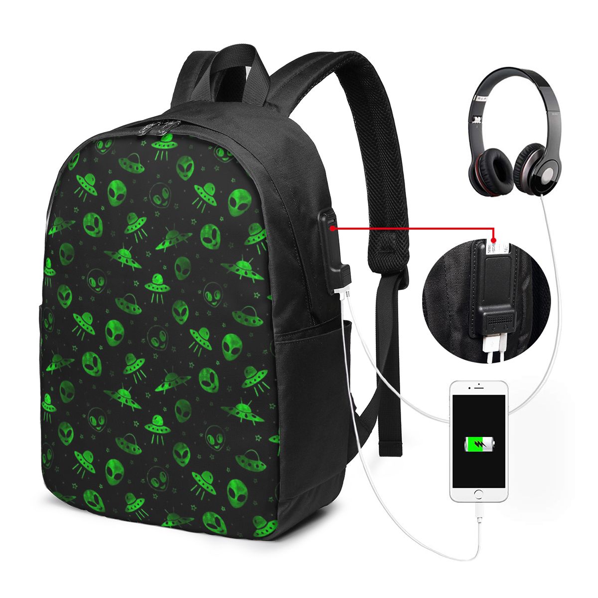 Aliens And UFOs Pattern Backpa - огляд і ціна Women Bags College