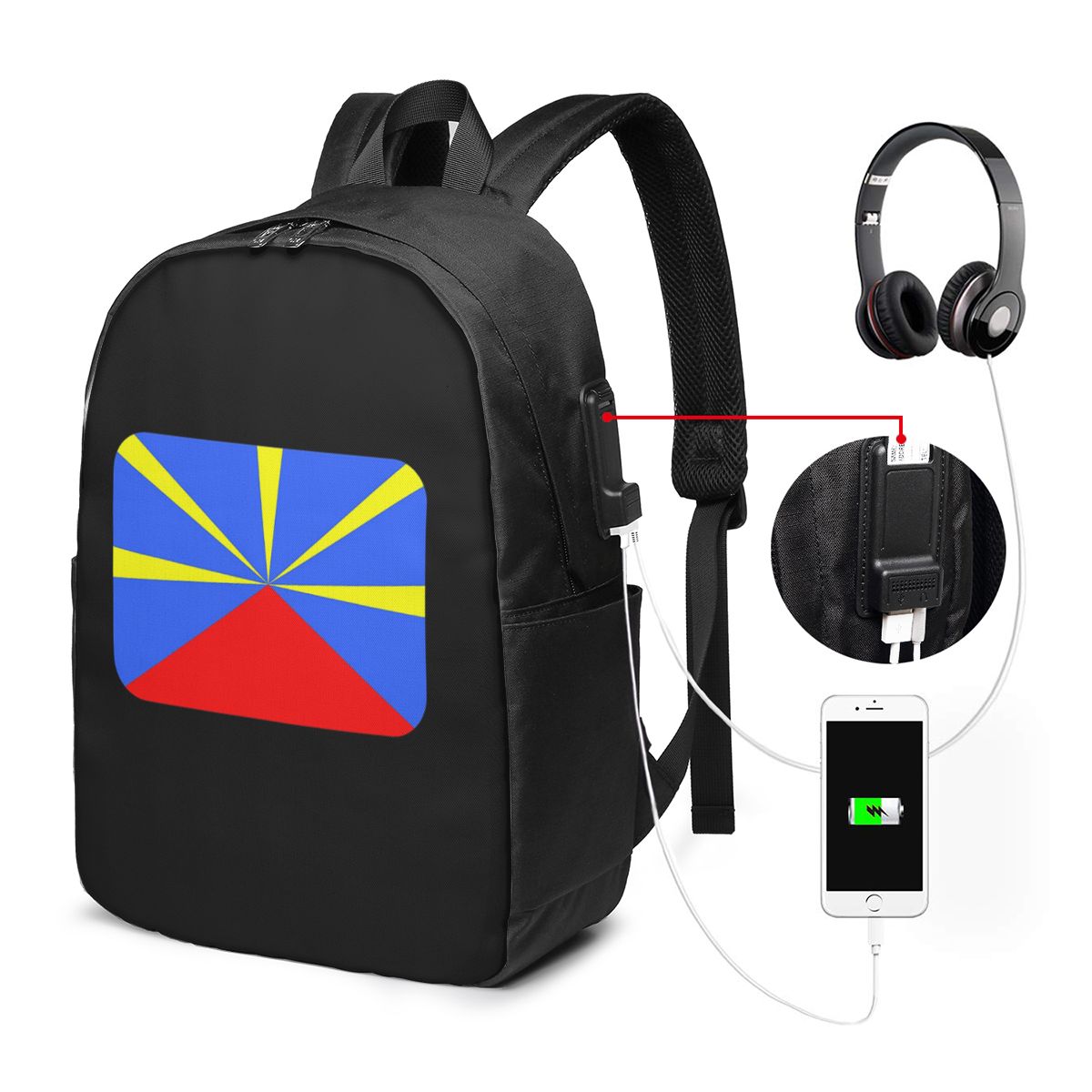 974 Reunion Island Flag Backpa - огляд і ціна Women Bags College